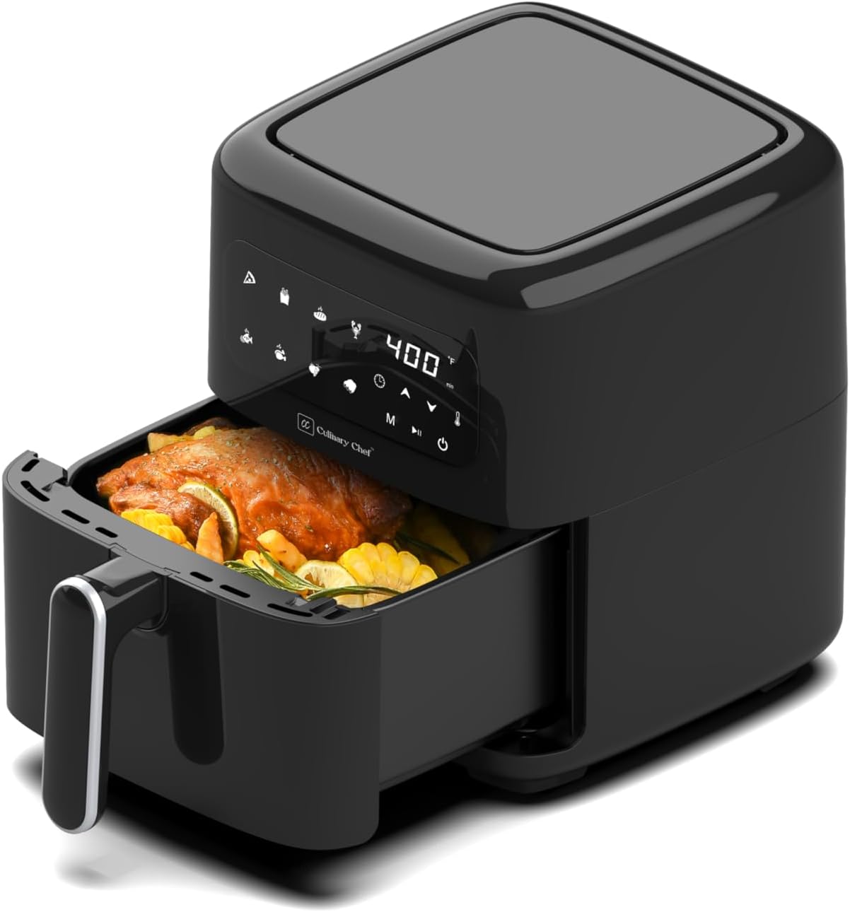 3.2-Quart Electric Air Fryer, Adjustable Temperature, Touch Panel Control, One-Touch Cook Functions, and 360° Rapid Cooking, 1200 Watt Power