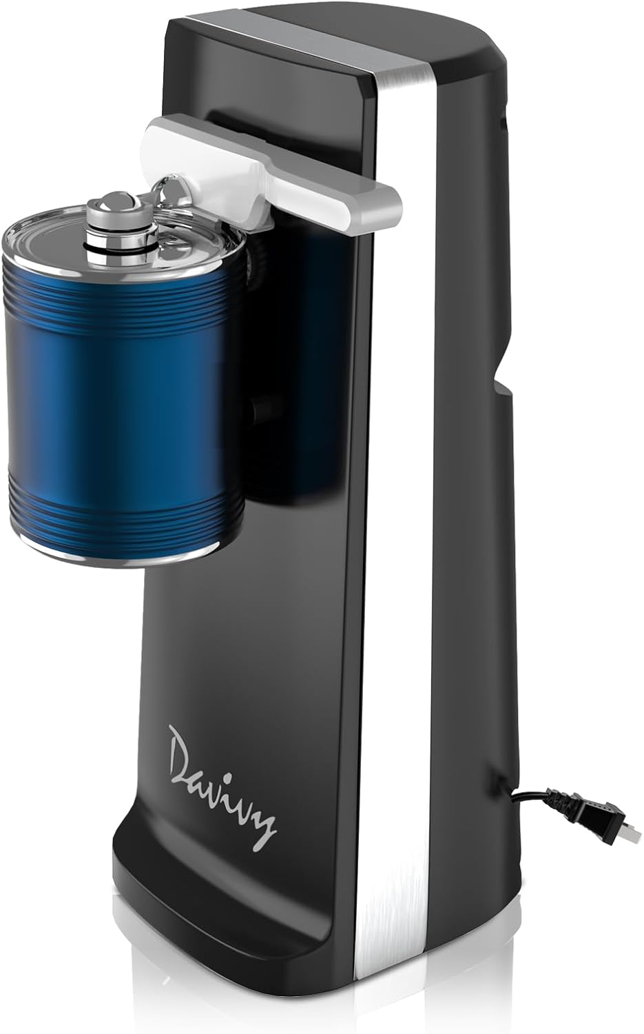 Davivy Electric Can Opener,Stainless Steel Tall Automatic Can Opener, Knife Sharpener and Bottle Opener (Black)