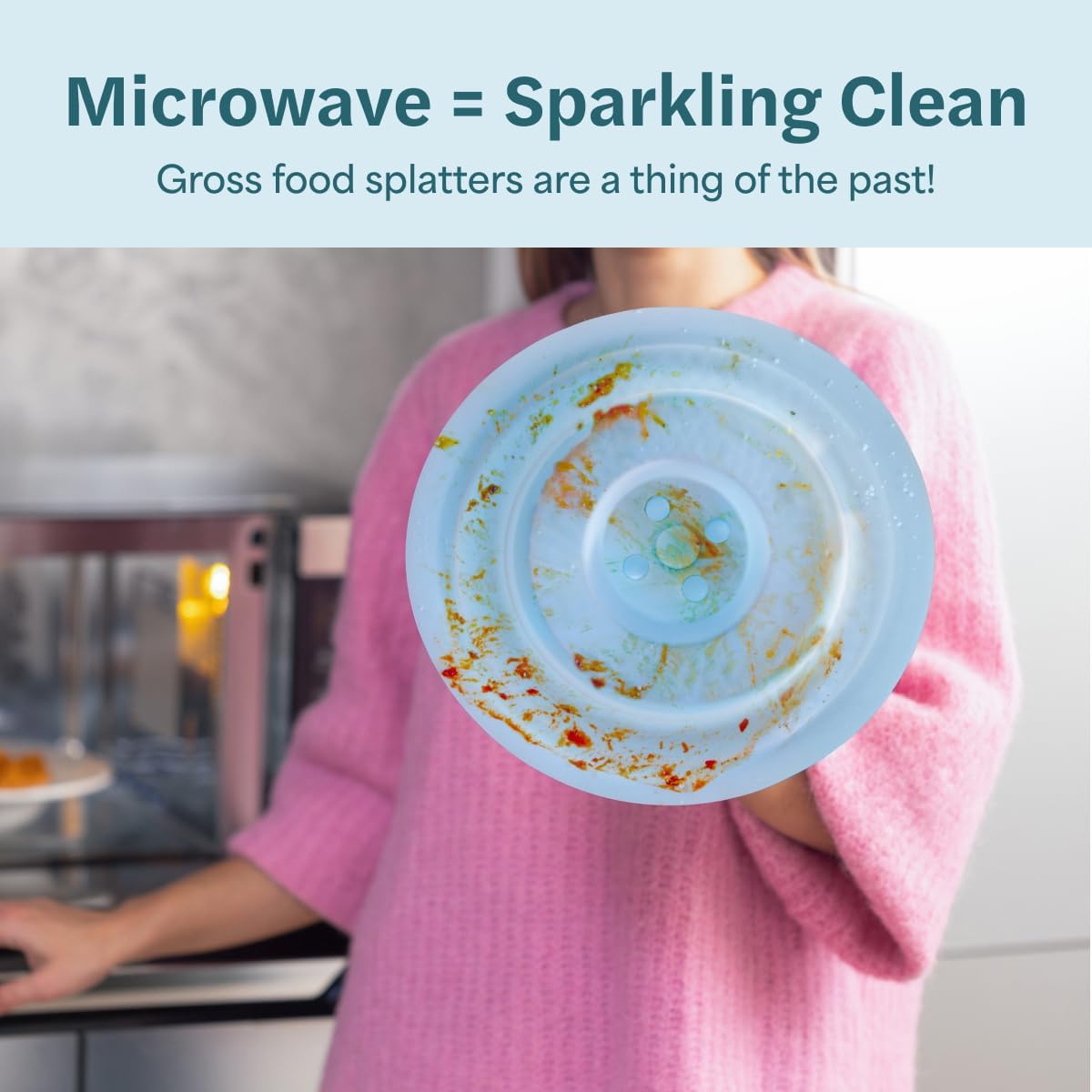 Duo Cover: 4-in-1 Collapsible Hanging Microwave Cover for Food | Microwave Steamer Moist Food | Safely Grabs Hot Dishes From Microwaves | Plastic-Free, BPA-Free Silicone, Dishwasher-Safe | 11"