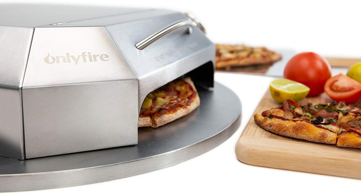 Onlyfire Stainless Steel Pizza Oven Kit for 22 Inch Charcoal Kettle Grilll - Outdoor Grill Top Pizza Oven Kit, Pizza Maker Tool Set Including Pizza Chamber, Pizza Stone, Pizza Peel and Thermometer