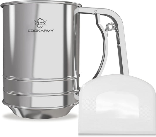 Flour Sifter , 3 Cup Stainless Steel , Great Double-layer Baking Sifters for all Baking Flour and Powdered sugar, Flour Strainer