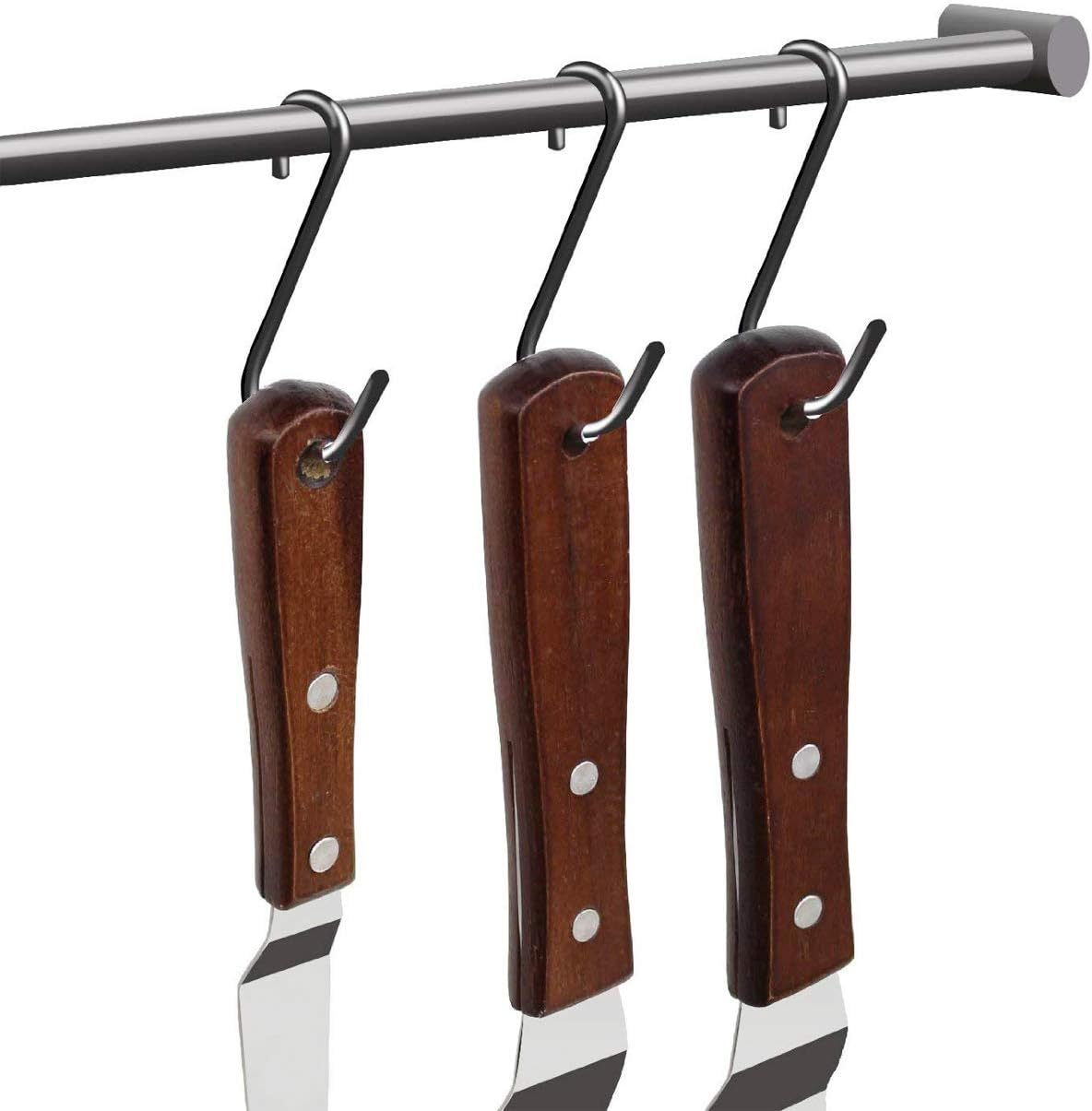 4PCS Offset Cake Icing Spatula Set 4” 6” 8” 10” Professional Stainless Steel Cake Decorating Frosting Spatulas with Wooden Handle (Angled)