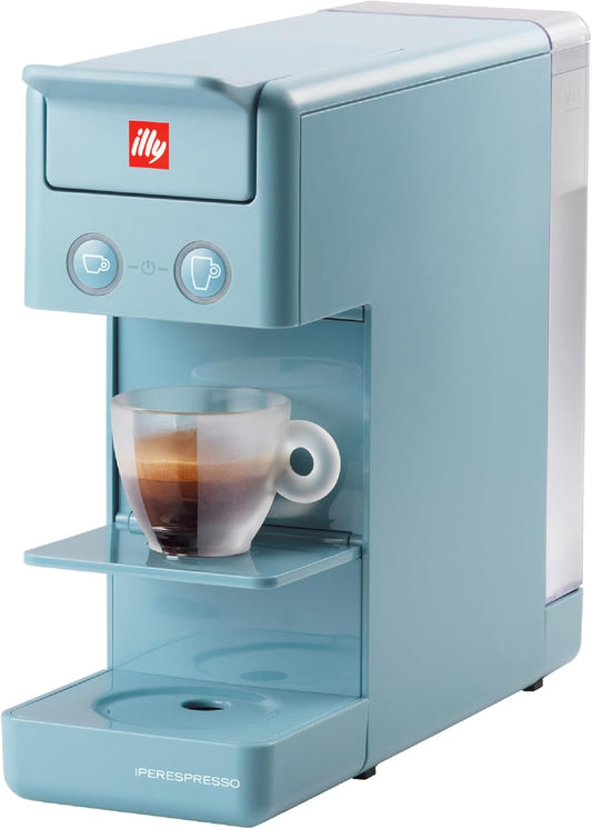 Illy Y3.3 Espresso Machine, Single Serve Coffee Machine for IperEspresso Capsules, Single Cup Espresso Maker (Amalfi Blue)