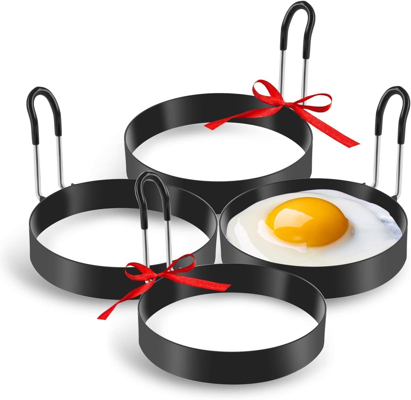 Eggs Rings, 4 Pack Stainless Steel Egg Cooking Rings, Pancake Mold for frying Eggs and Omelet