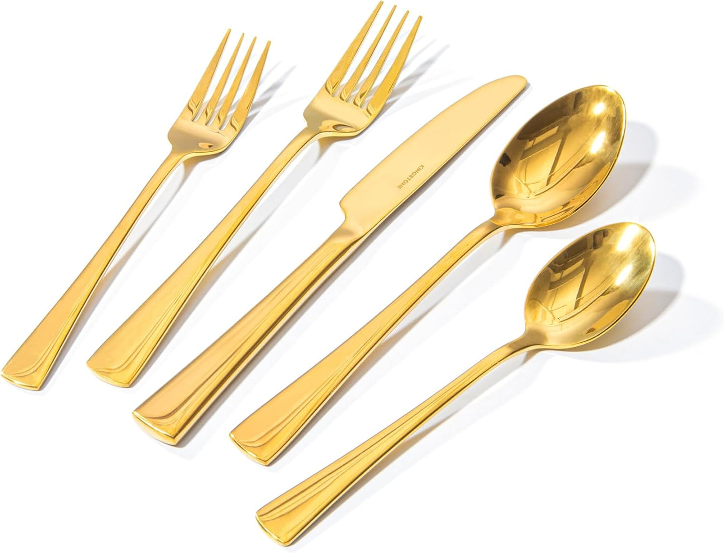 KINGSTONE Silverware Set for 8, 40-Piece Forged 18/10 Stainless Steel Flatware Set, Mirror Finish Cutlery Set Dishwasher Safe for Home, Restaurant, Wedding, Party,Gold