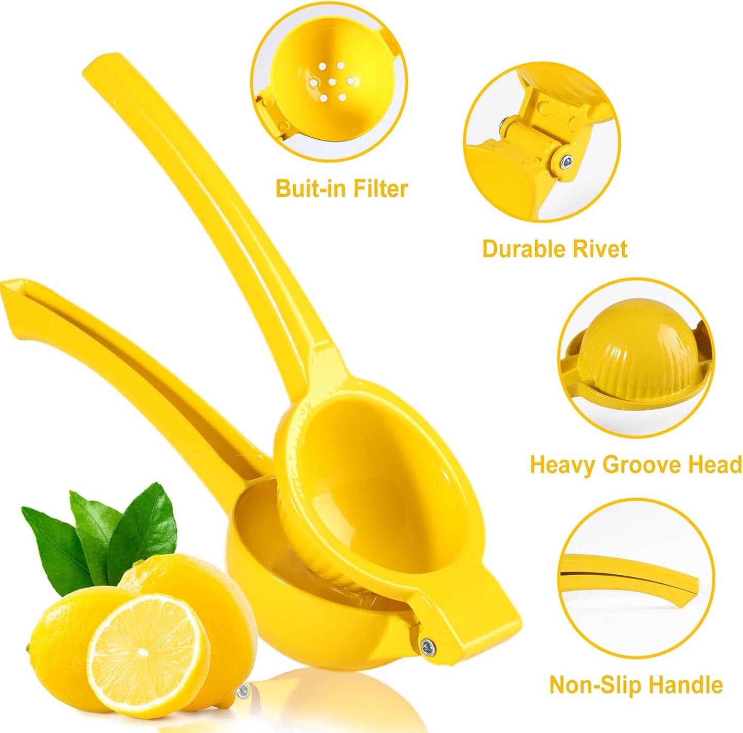 TEZZ Lemon Squeezer, Premium Large Heavy Duty Handhelp Juicer for Lemon, Metal Hand Press Citrus Juicer, Lime Squeezer Bar Tool, Manual Citrus Press