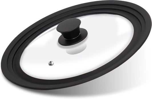 Tempered Glass Lid - Universal Lid with Heat Resistant Silicone Rim for Pots, Pans and Skillets - Pan Cover Replacement Lid Fits 8", 8.5" and 9.5" Diameter Cookware