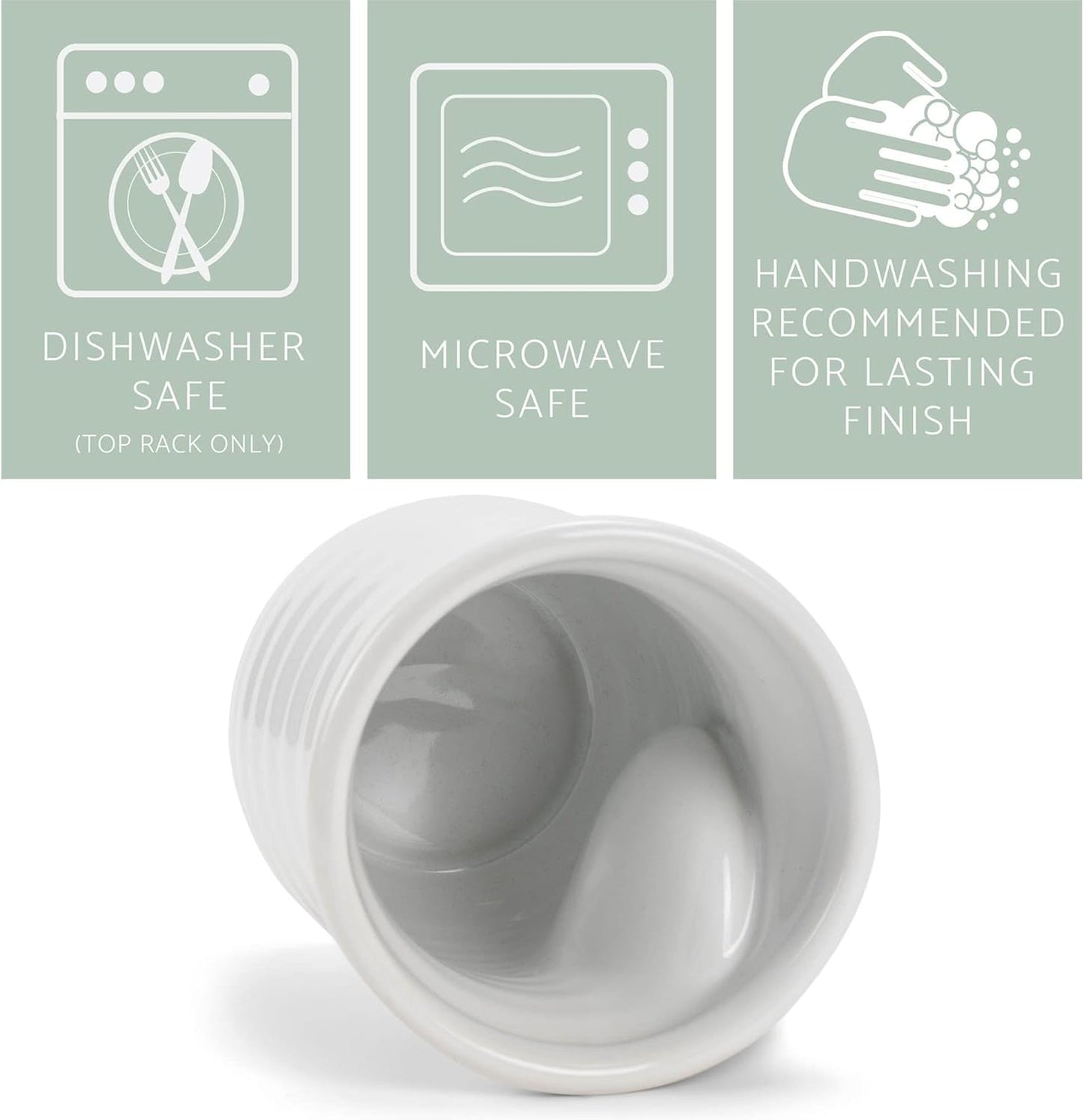 Elanze Designs Ribbed 14 ounce Ceramic Stoneware Handwarmer Mugs Set of 4, White