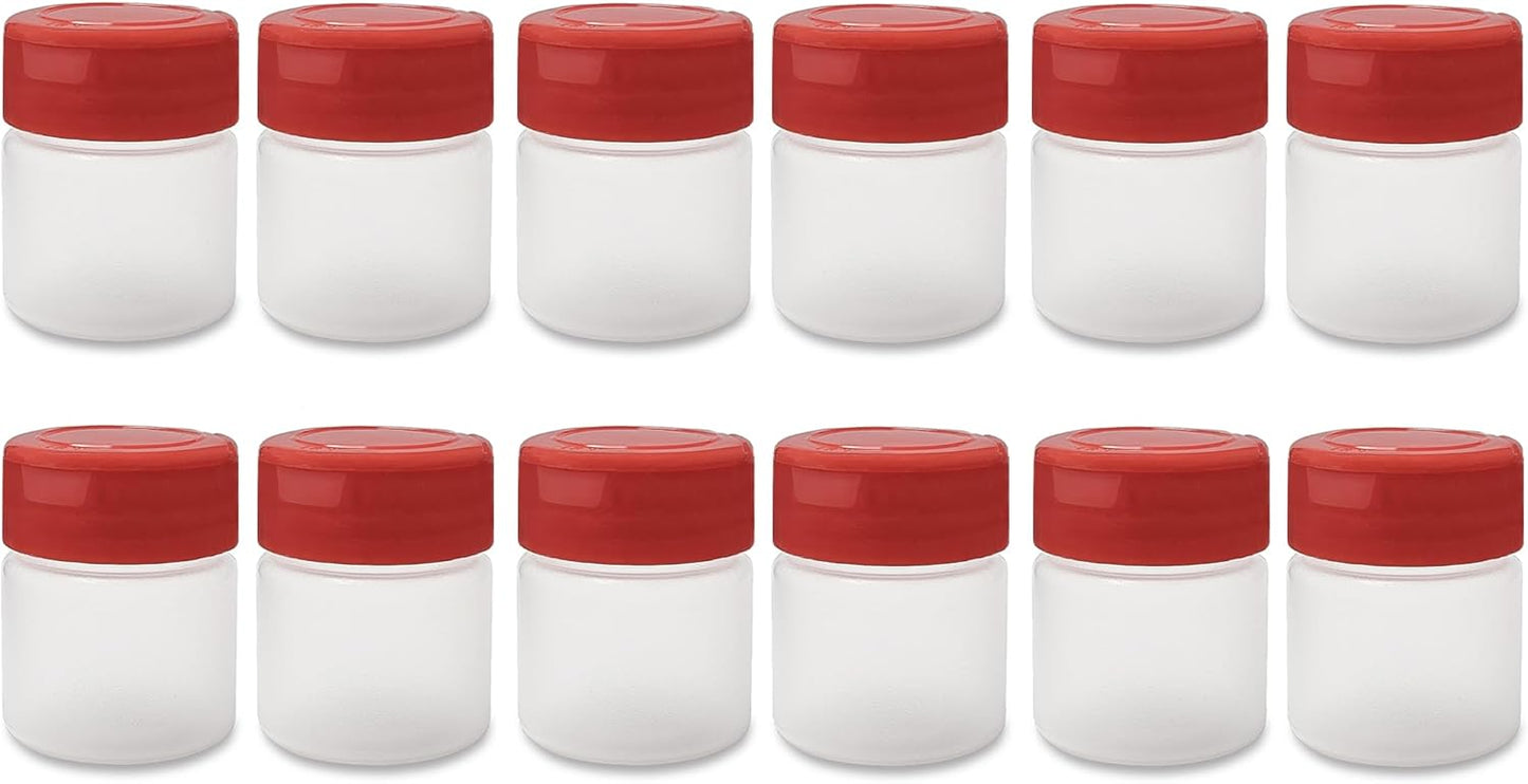 ljdeals 1 oz Plastic Spice Jars with Red Flip & Sift Caps – 12 Pack Empty Spice Bottles for Herbs, Seasonings, Powders, Camping, Travel, Kitchen, Restaurant Use – BPA-Free, Recyclable, Made in USA