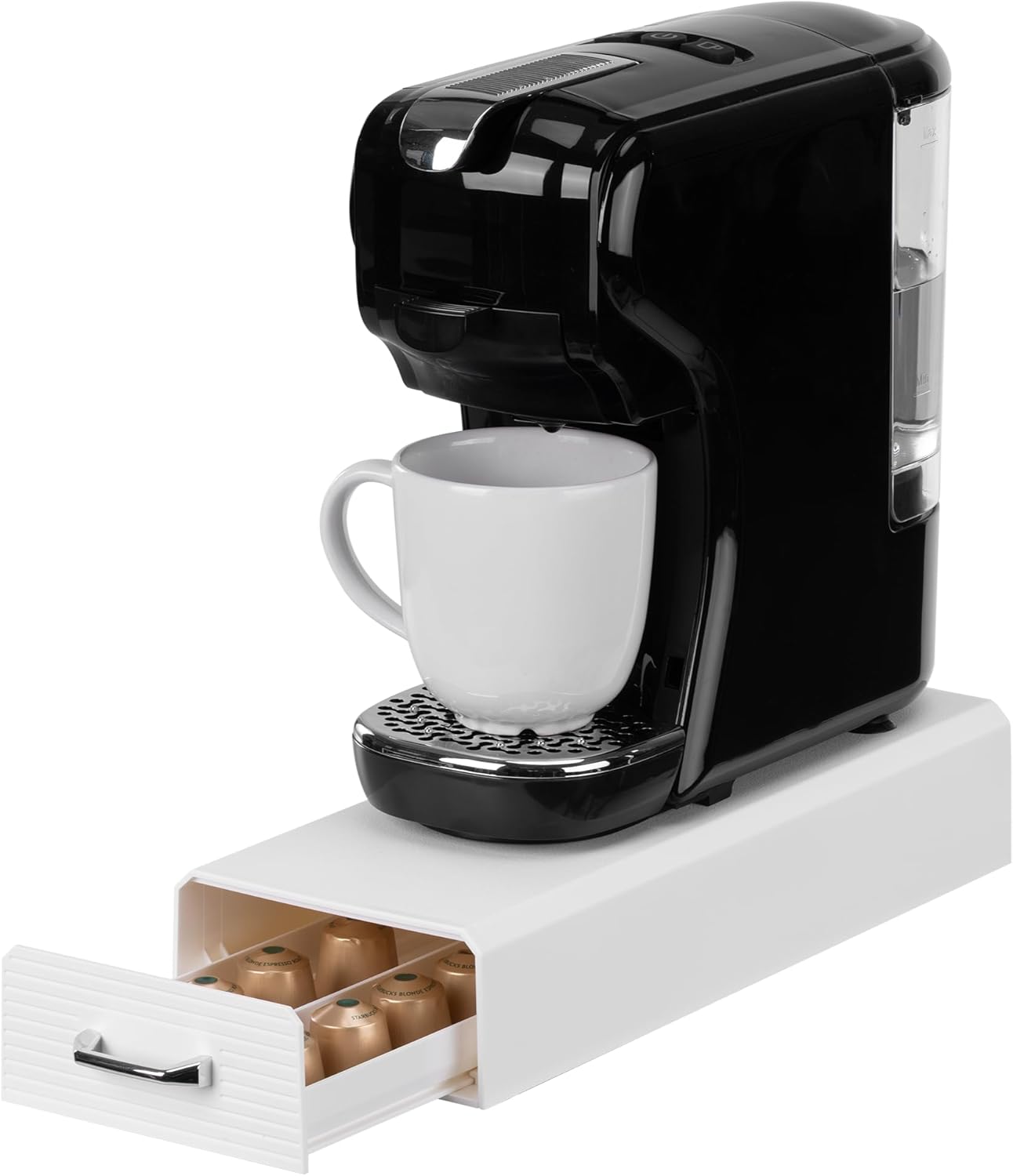 Navaris Coffee Pod Holder, Cream - Compact, Space Saving Coffee Capsule Storage Holders - Durable Espresso Organiser Station - Coffee Machine Drawer Ideal for Small Kitchens