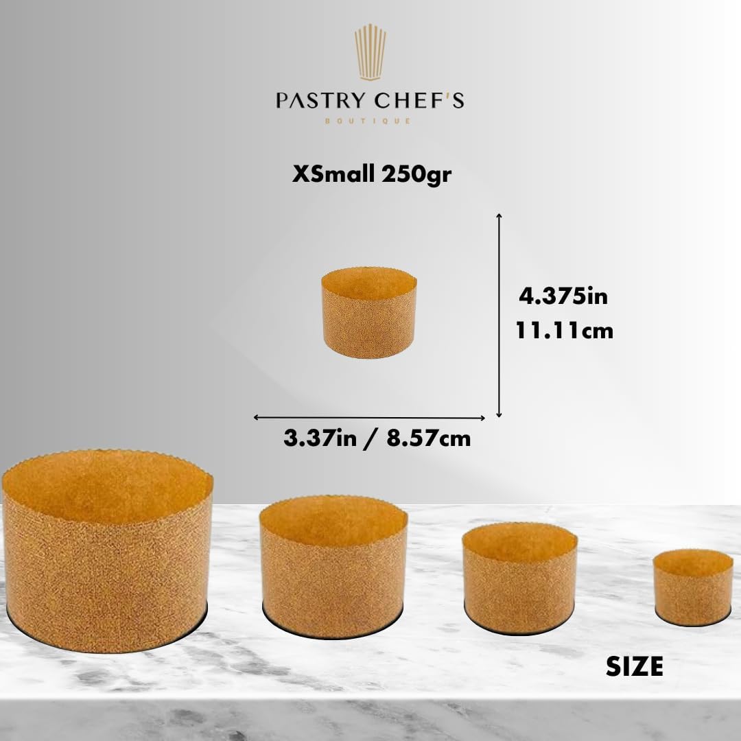 Pastry Chef's Boutique Thin Panettone Paper Pan Mold - XSmall - 4-3/8" x 3-3/8" - 250 gr - Pack of 12 - Made in Italy