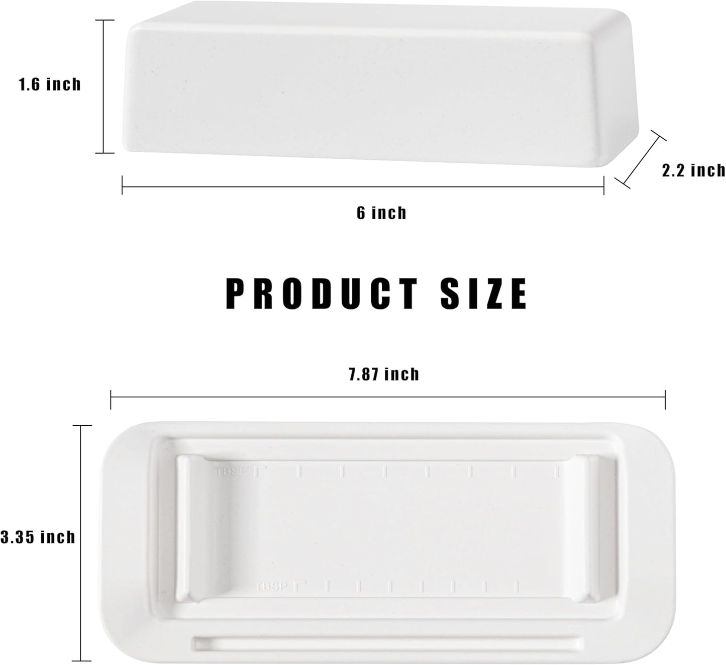 Butter Dish with Lid for Countertop, Butter Dish with Knife, Butter Keeper for Kitchen or Fridge, Bamboo Fiber Butter Tray, Butter Holder for 1 Stick Butter, BPA-free, Dishwasher Safe(White)