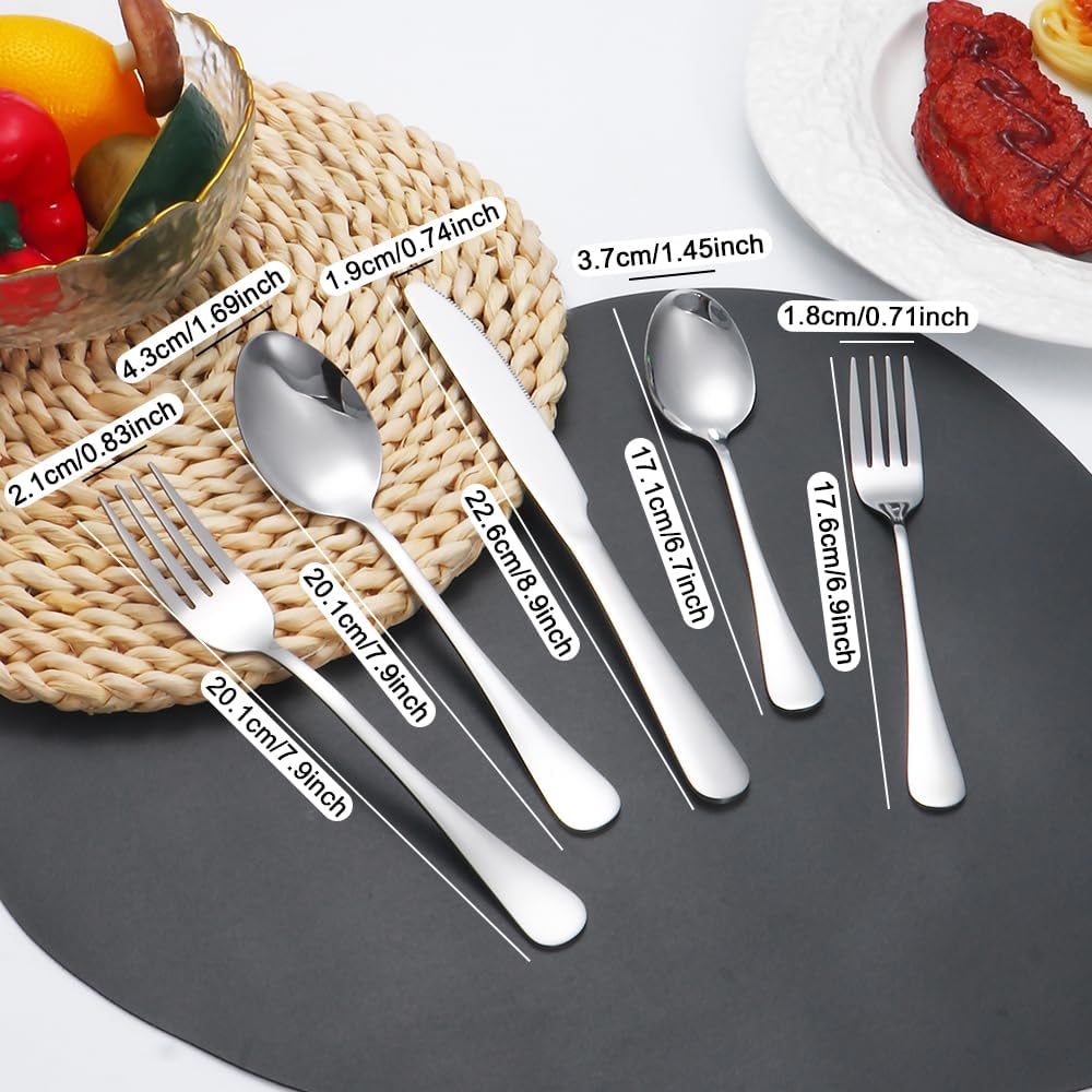 Flatware Set 30 Pcs Stainless Steel Utensil Sets Silverware Utensils for 6 People - Includes Forks Knives Spoons and Salad Forks - Dishwasher Safe Durable Tableware for Home Restaurant or Outdoor Use
