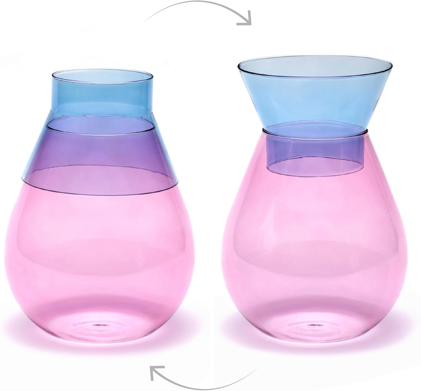 Peleg Design Twotone Home Décor in 3 Colors - Round Glass Vase for Flower Bouquets - Decorative Vase with Flippable Top - Glass Vases for Centerpieces