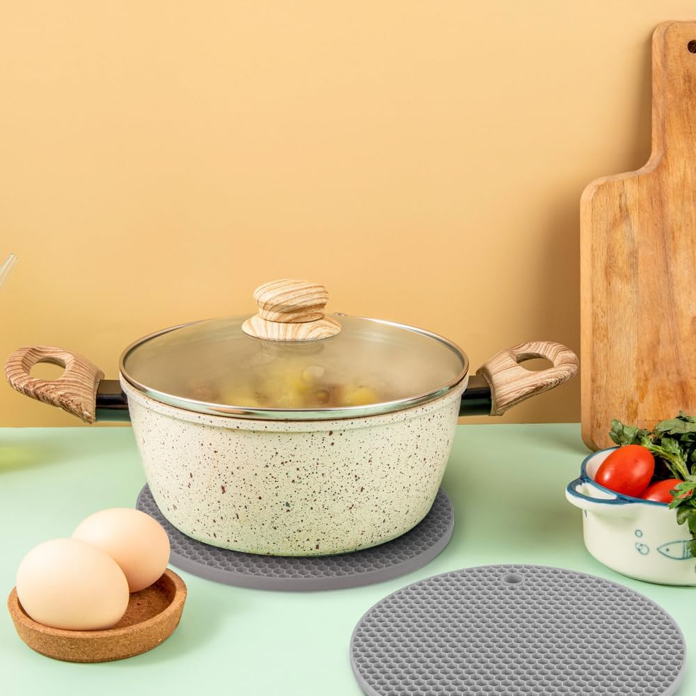 homEdge Silicone Trivets Mat, 6 Packs Multipurpose Non Slip Heat Resistant Pot Holder-Gray