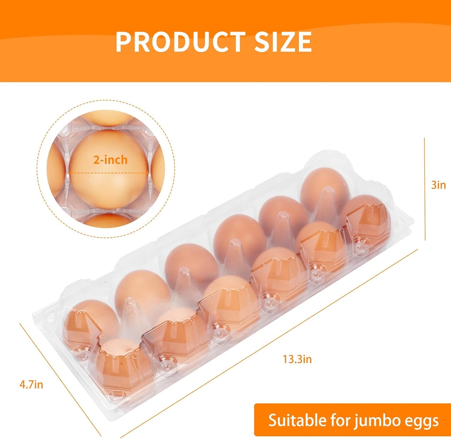 60Pack Jumbo Egg Cartons Duck Egg Cartons Extra Large Egg Containers XL Egg Tray Holders for Home Ranch Chicken Farm, Commercial Business Market Display, 2x6 Grids