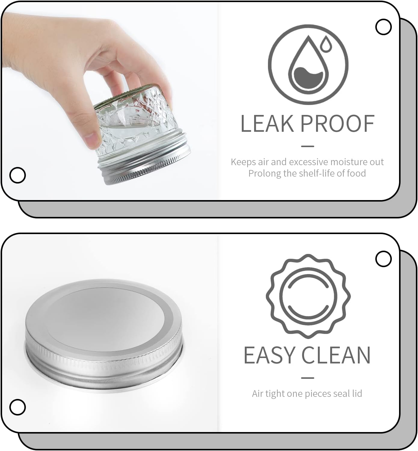 VERONES Mason Jars Canning Jars, 4 OZ Jelly Jars With One Piece Regular Lids, Ideal for Jam, Honey, Wedding Shower Favors, DIY Spice Jars, 40 PACK