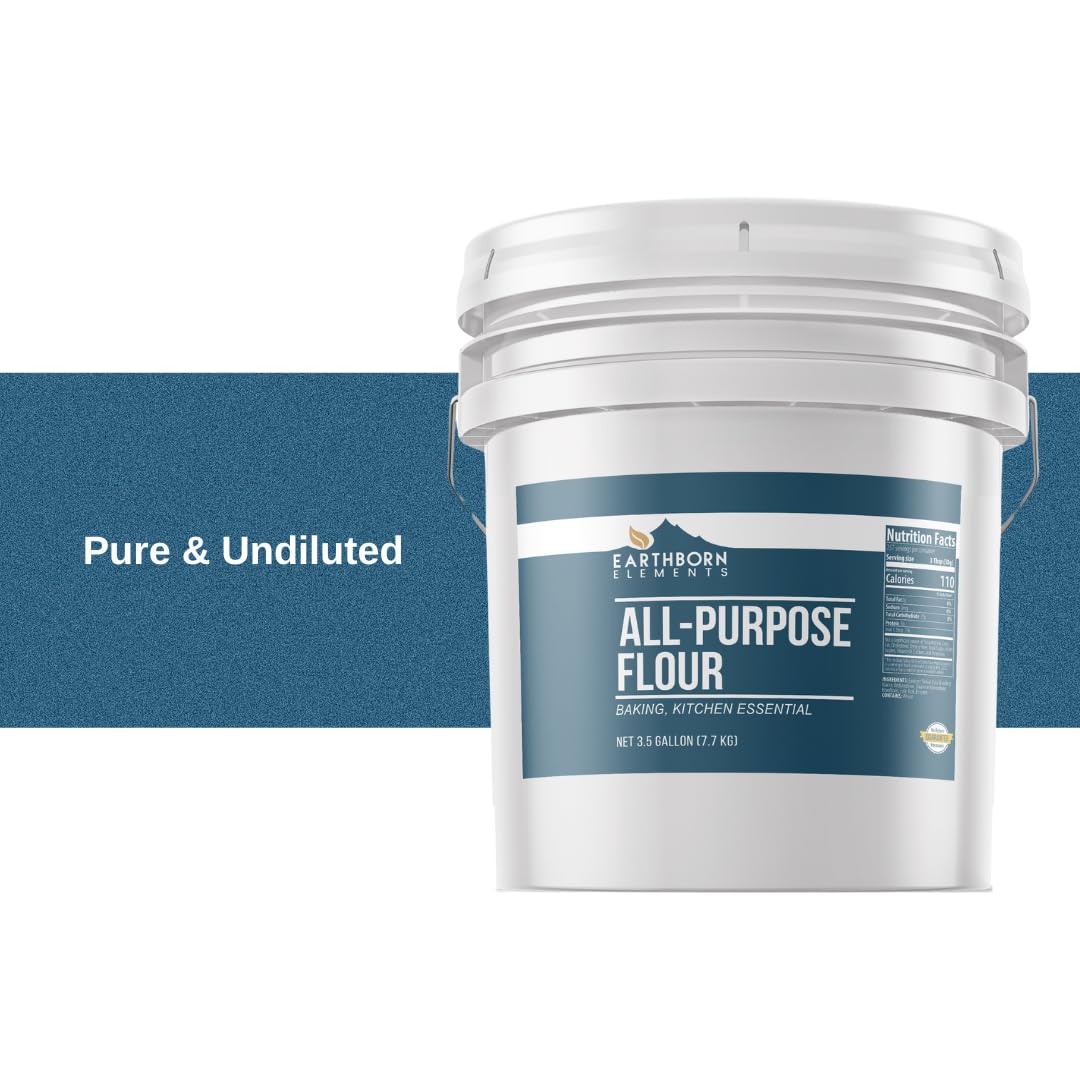 Earthborn Elements All-Purpose Flour, 3.5 Gallon Bucket, Bulk Size, Kitchen Essential, Baking & Cooking