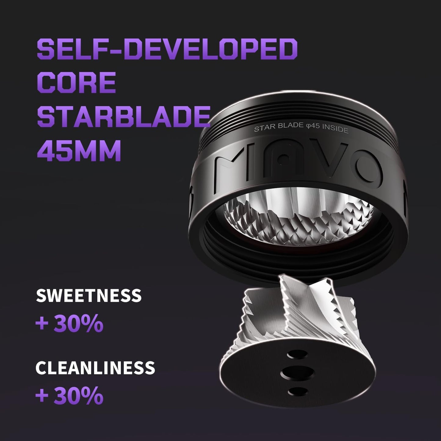 MAVO Manual Coffee Grinder, Phantox Pro Burr Coffee Grinder, Professional 45mm Stainless Steel Grinding Core, Capacity 30g, 120 Clicks Adjustment, Hand Coffee Grinder for Espresso, Pour Over, Silver