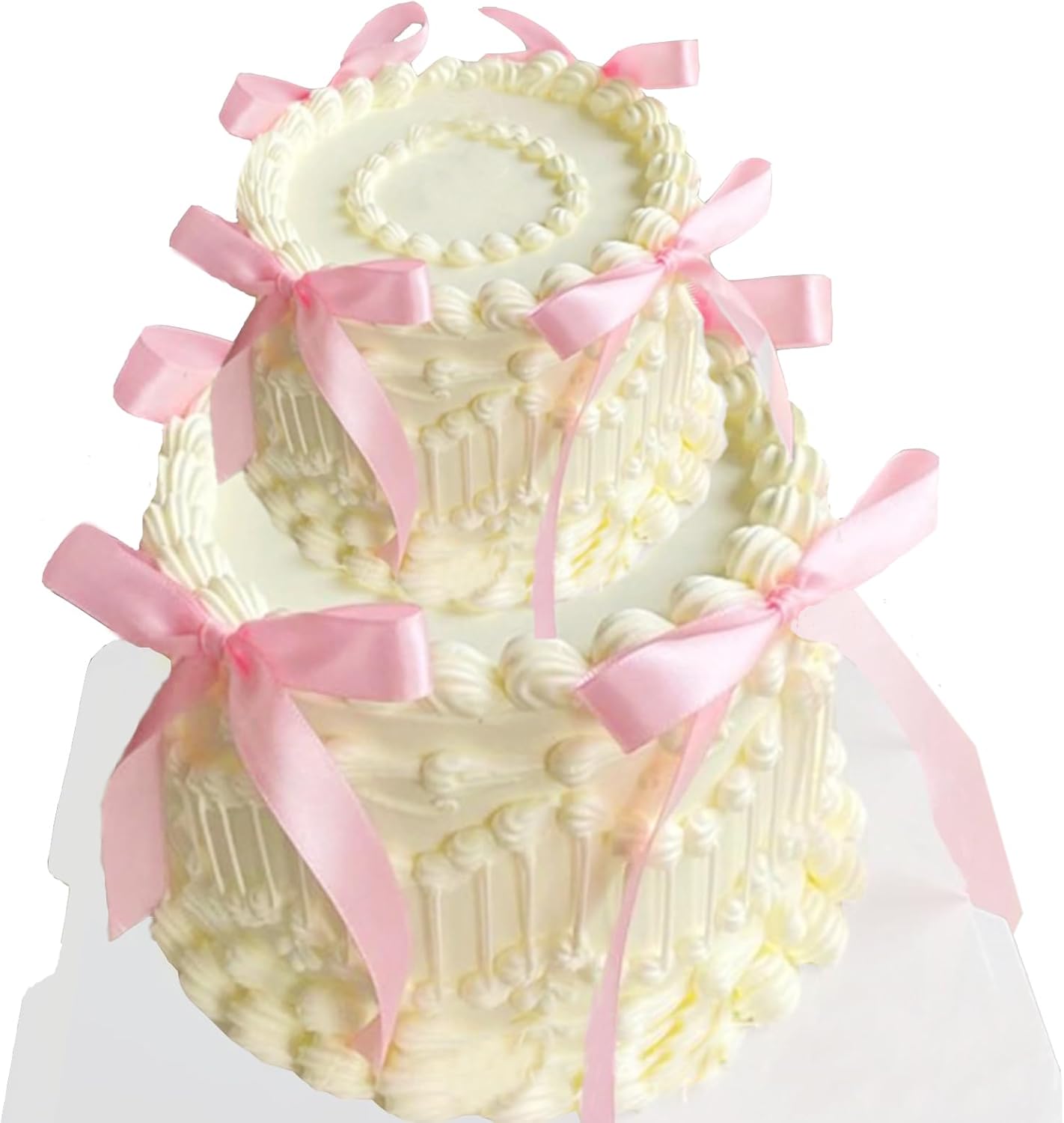 Bow Cake Toppers, 10 Pcs Large Pink Bows Cupcake Toppers Themed Party Decorations, Pink Birthday Cake Decorations for Wedding Baby Shower Party Supplies