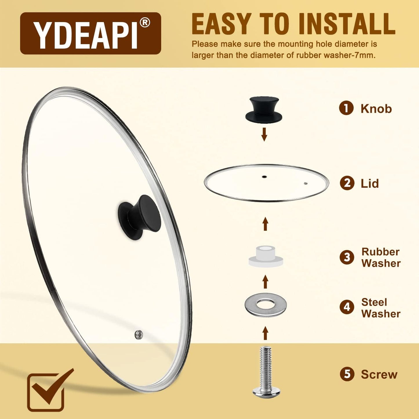 Universal Pot Lid Replacement Knobs, Ydeapi Silicone Pan Lid Holding Handles, Heat Resistant, Non-Slip Handle for Kitchen Cookware Lids and Covers (2 Packs)