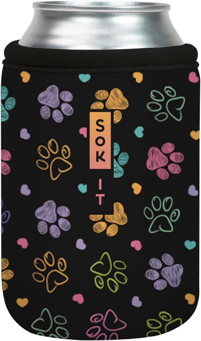 Sok It CanSok Sleeve for Beer & Soda Insulated Neoprene Cover (Furry Footprints, 12oz Can Sleeve)