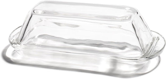Glass Butter Dish Butter Keeper and Butter Holder for Fridge Butter Dish with Lid for Countertop Vintage Container for Counter Butter Tray with cover (Clear-7)