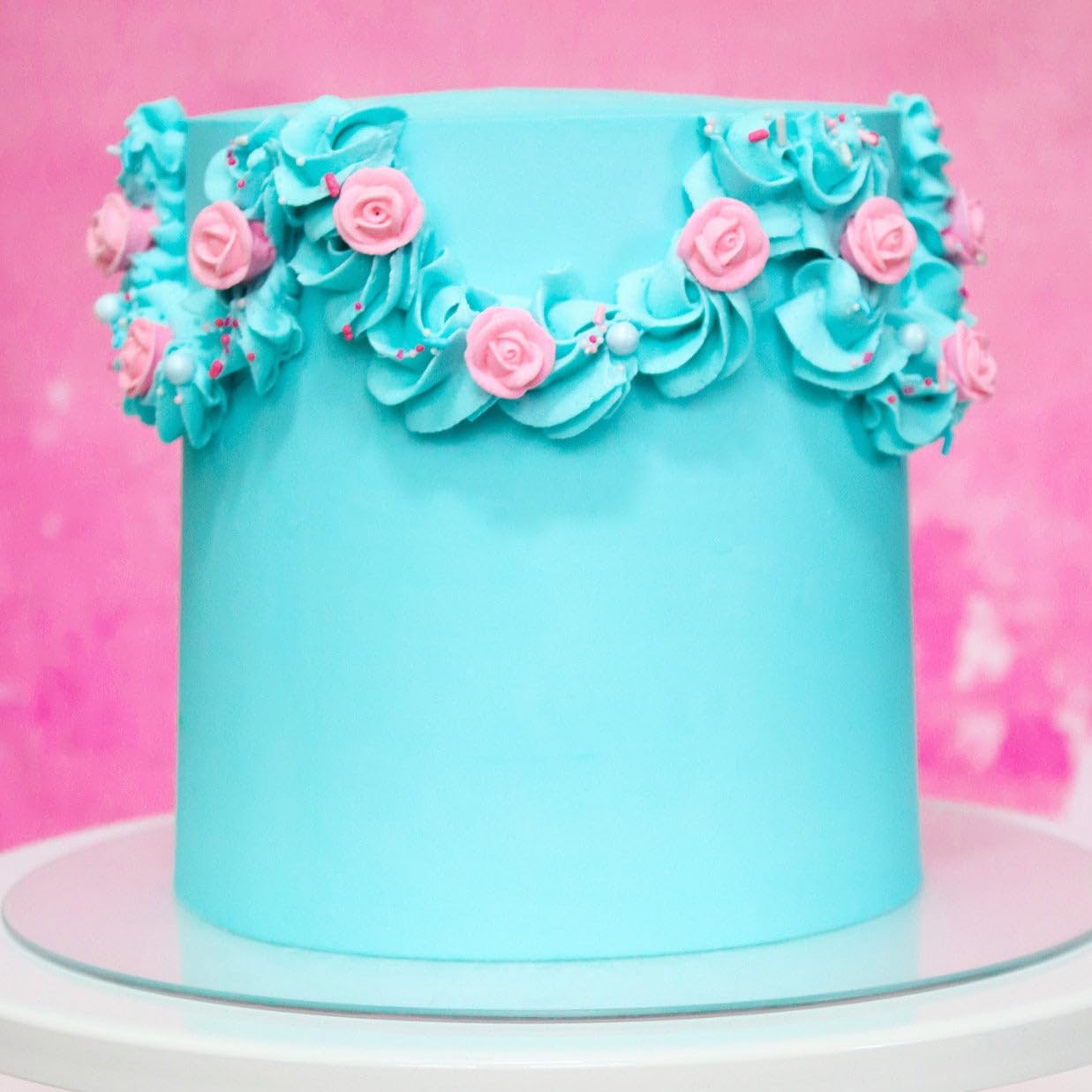 Sprinkle Pop Briar Rose Princess Sprinkle Mix| Pink and Blue Sprinkles with ~6 Hand Piped Royal Icing Roses| Birthday Sprinkles Made in USA for Decorating Cake Cupcakes Donuts Cookies Ice Cream, 2oz