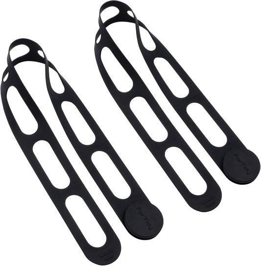 Silicone Latch Strap for Slow Cooker Lid, Pot, Bento Box, 21.65 In Reusable Elastic Self-Lock Silicone Tie for Bundling or Organizing Curtain, Cords, Yoga Mat, Camping Mat, 2pcs (Black&Black)