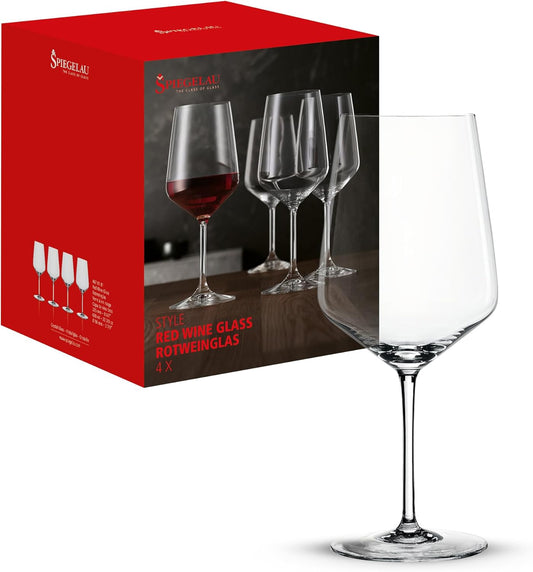 Spiegelau Style Red Wine Glasses, Set of 4, European-Made Lead-Free Crystal, Classic Stemmed, Dishwasher Safe, Professional Quality Red Wine Glass Gift Set, 22.2 oz