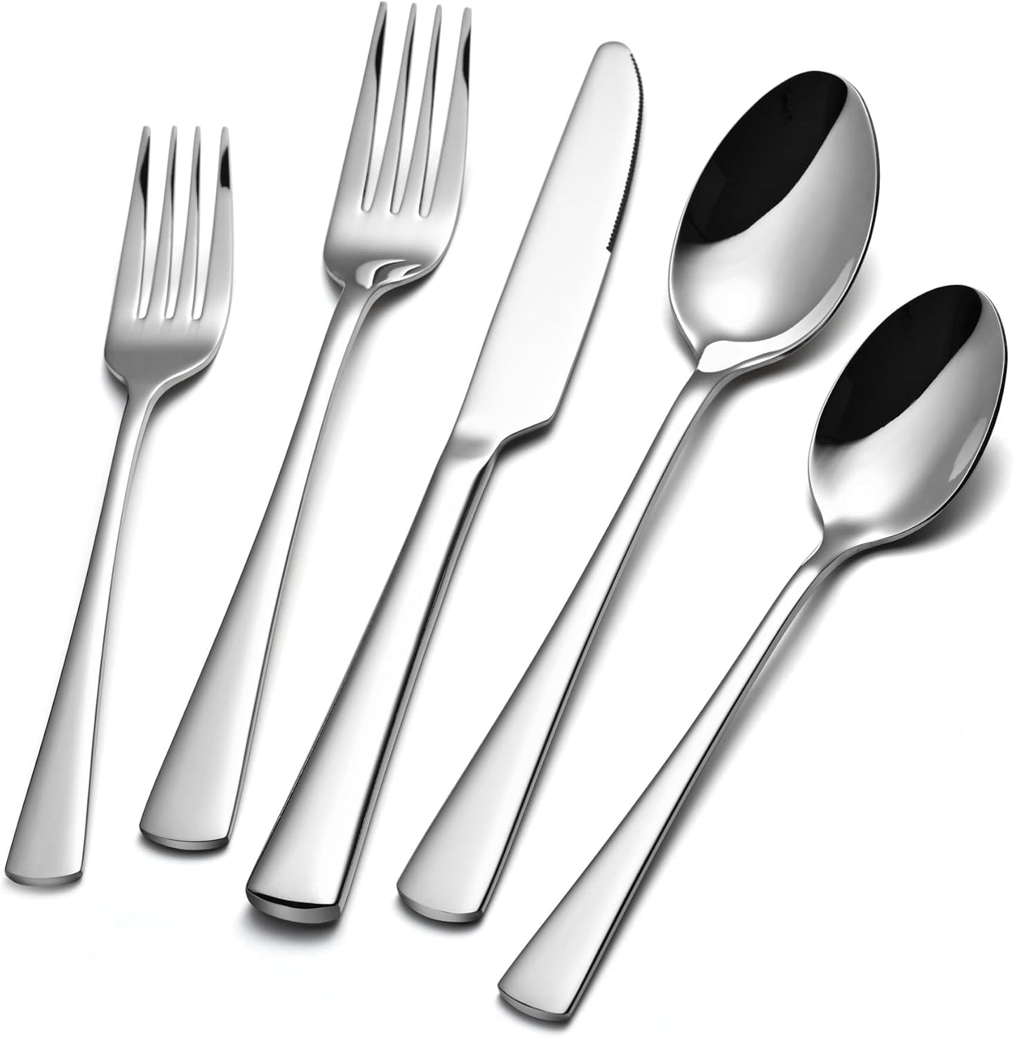 KINGSTONE 18/10 Stainless Steel Flatware, 20-Piece Forged Silverware Set for 4, Mirror Polished Cutlery Set Dishwaher Safe for Home, Restaurant, Wedding, Party
