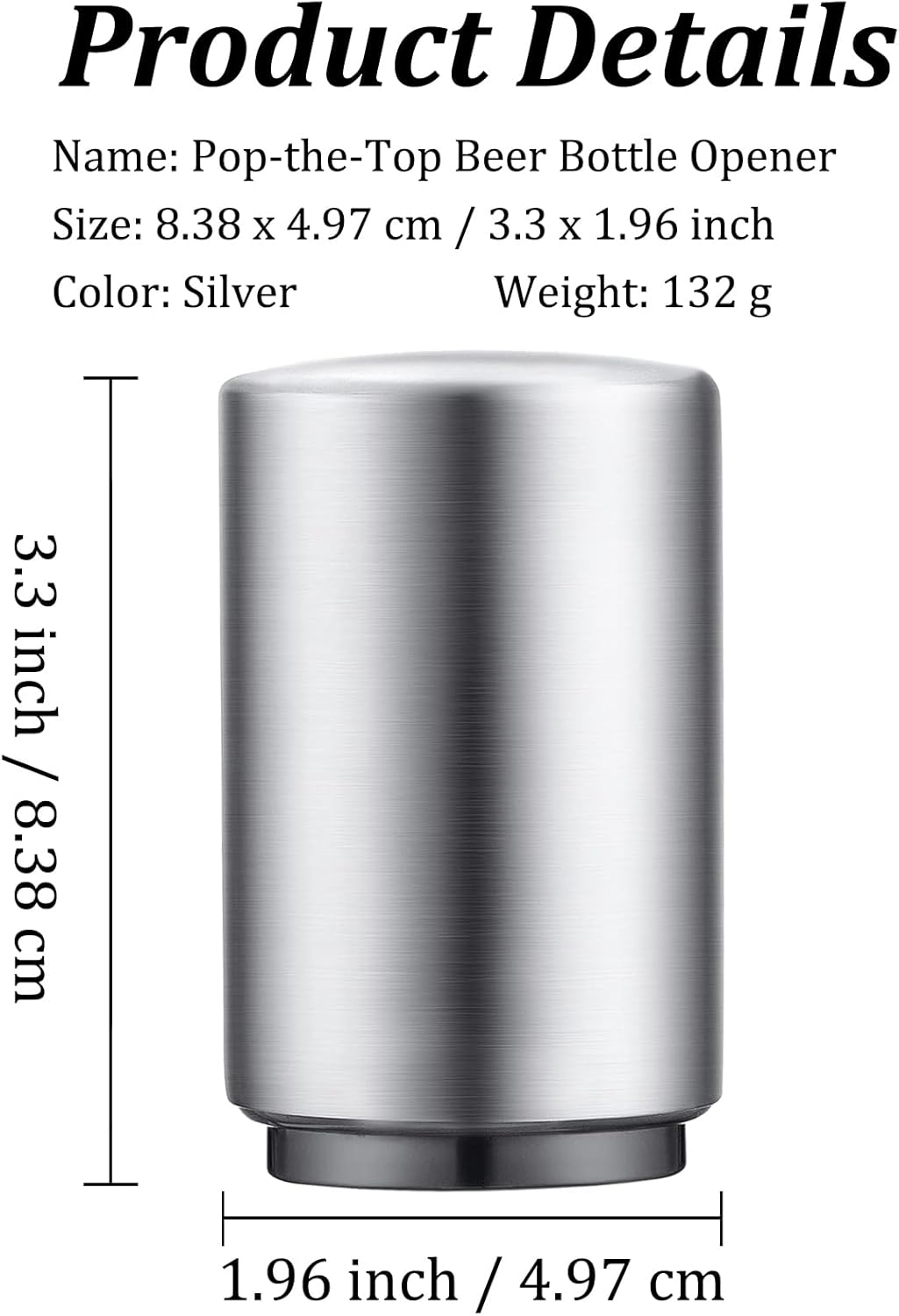 6 Pack Premium Beer Bottle Opener (Silver), Automatic Bottle Openers, Stainless Steel Push Down Beer Opener, No Damage to Bottle Cap, Portable Pop the Top Bottle Opener for Home Bars Camping Party