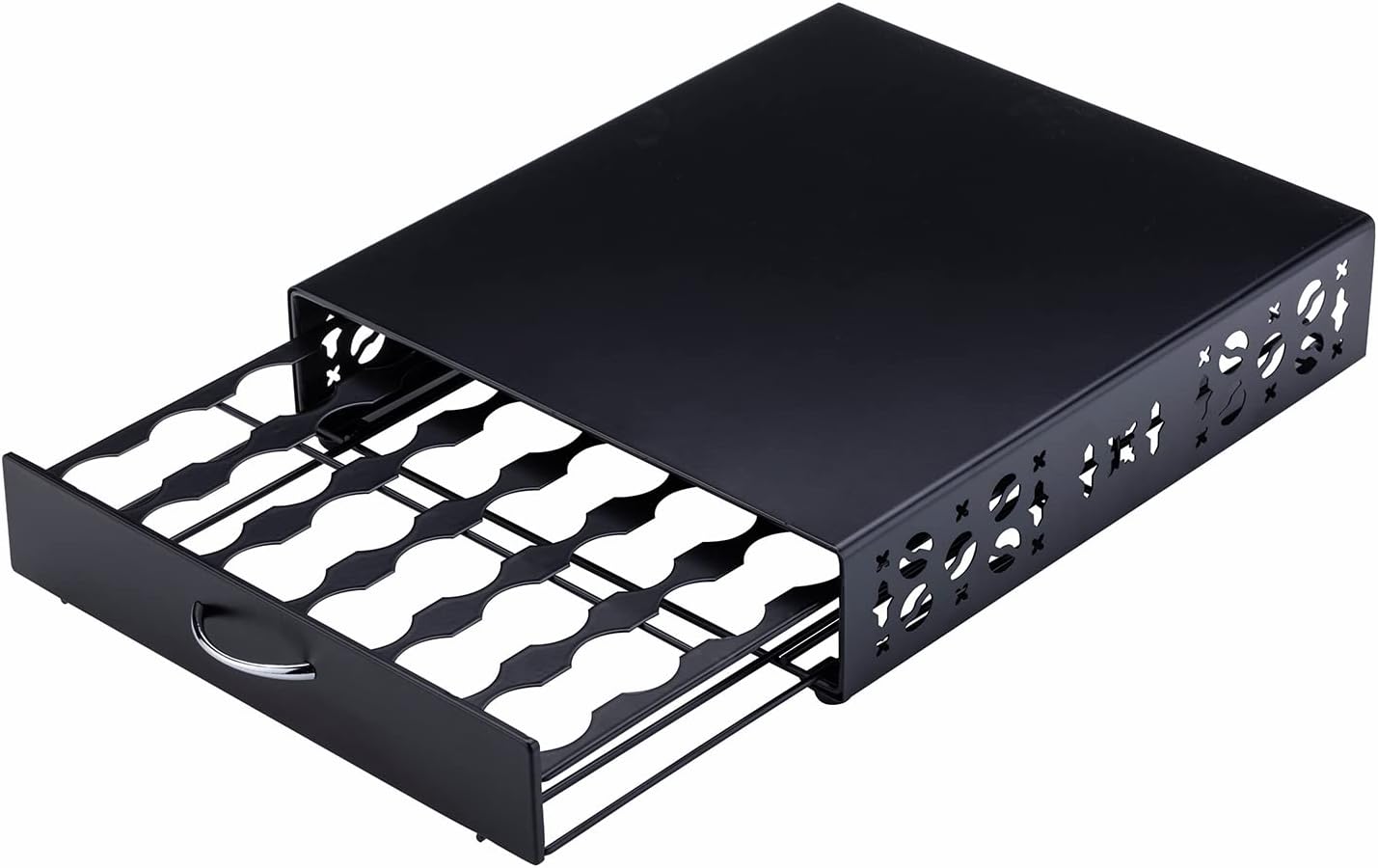 Rice rat K Cup Pod Holde iron Top Drawer,Coffee Pod Holder Capsule Display Storage compatibility 42 k cup (Black)