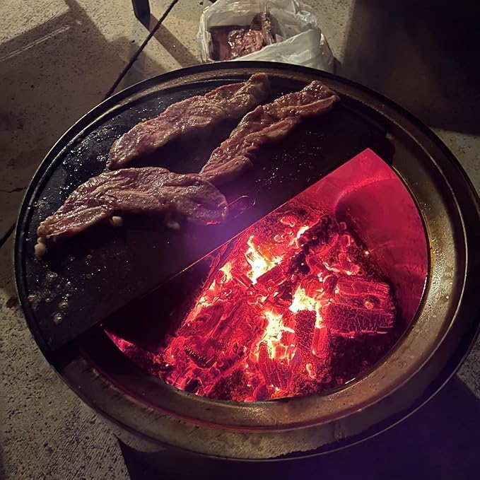 18" Half Moon Cast Iron Cooking Grates for Kamado Joe KJ-23RHC Classic II KJ23NRHCI Classic III KJ23RH Classic I Reversible Griddle for Stand-Alone Classic Large Big Green Egg Kamado Grill Replacement