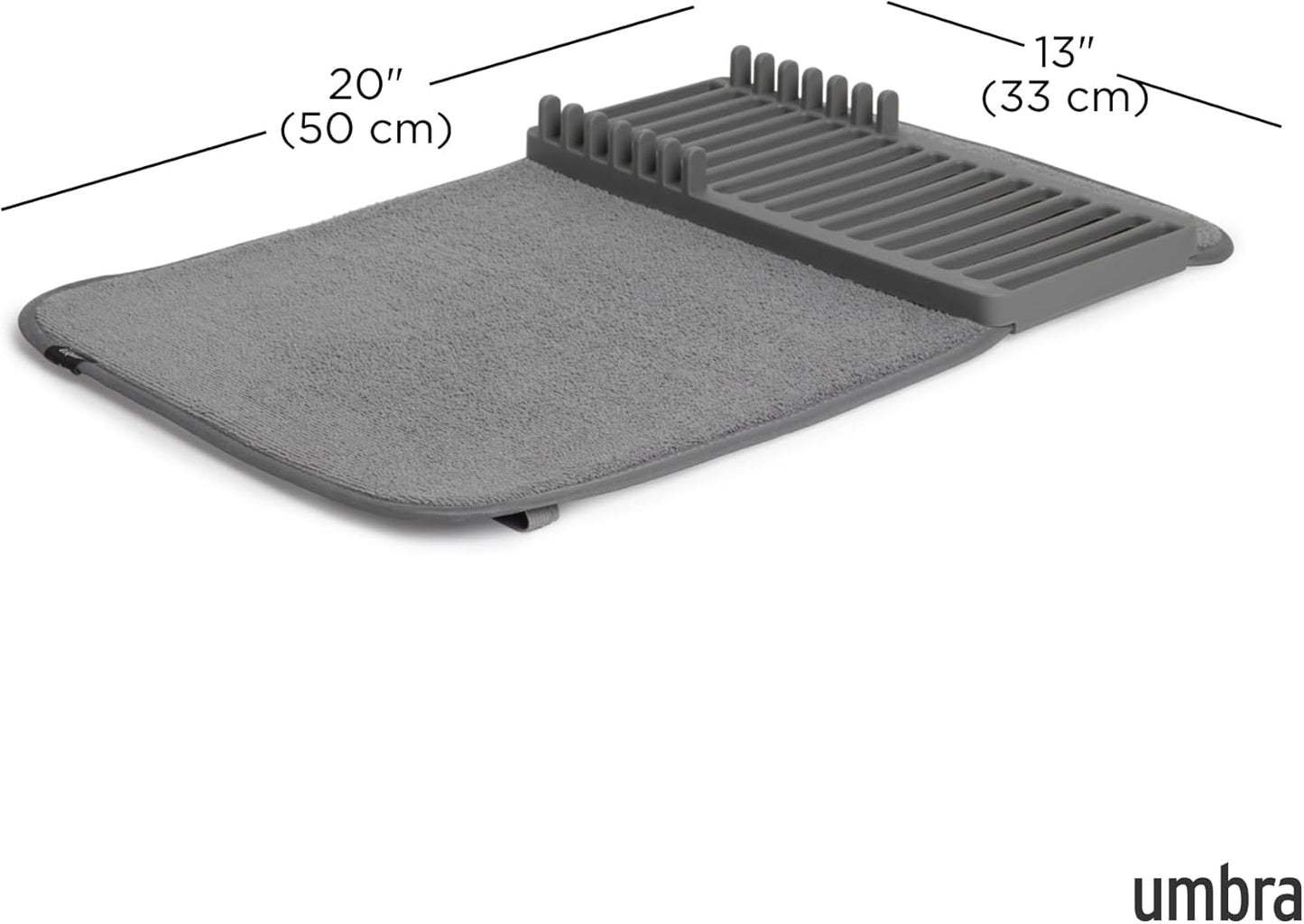 Umbra Udry Mini Dish Rack and Drying Mat, Charcoal, 20 x 13,
