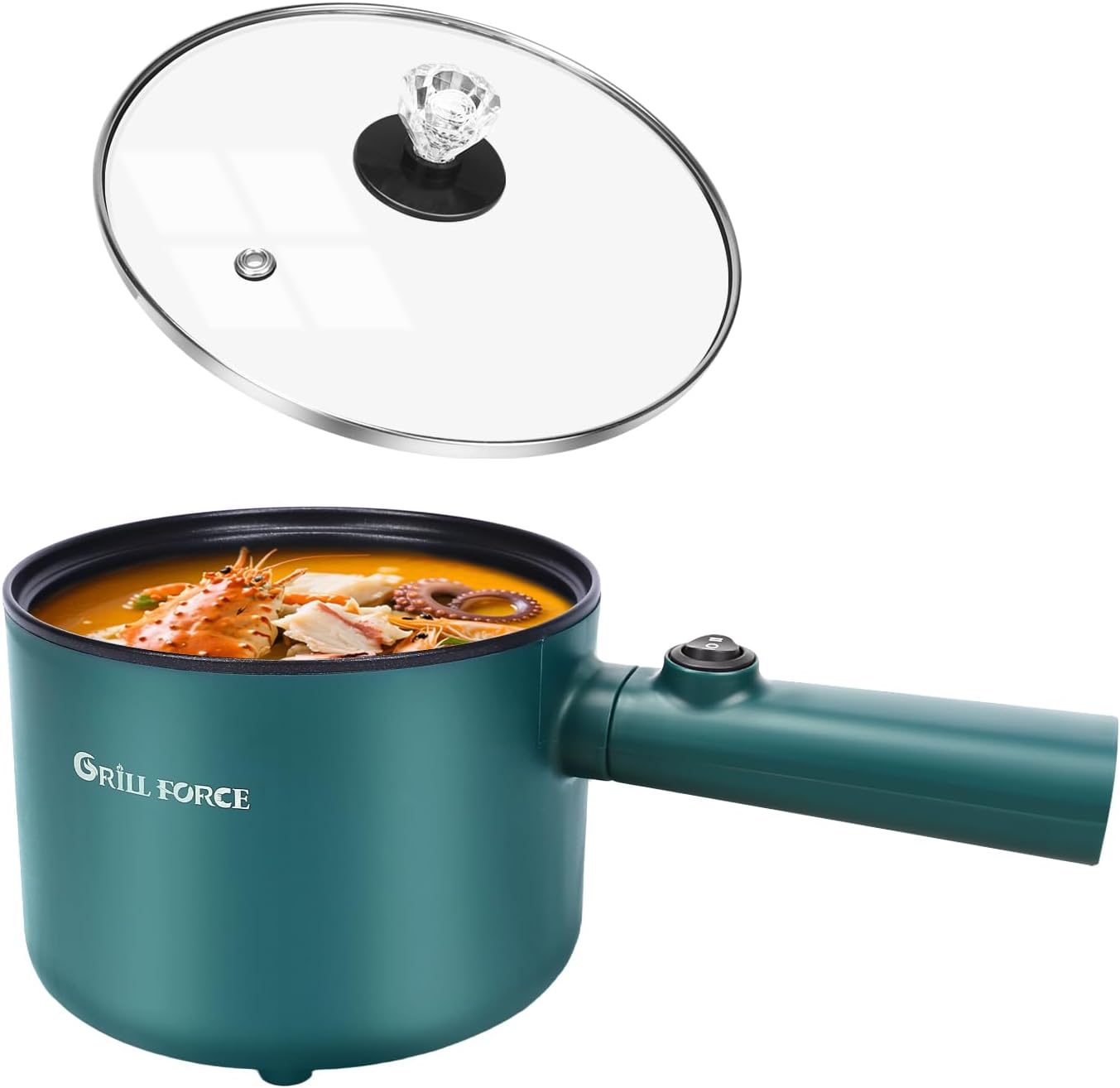 Hot Pot Electric, 1.8L Ramen Cooker, Portable Cooker, Non-Stick Frying Pan, Electric Pot for Pasta, Egg, Steak, Over-Heating Protection, Dual Power Control, Suit Dorm Room, Travel,RV,Hotel