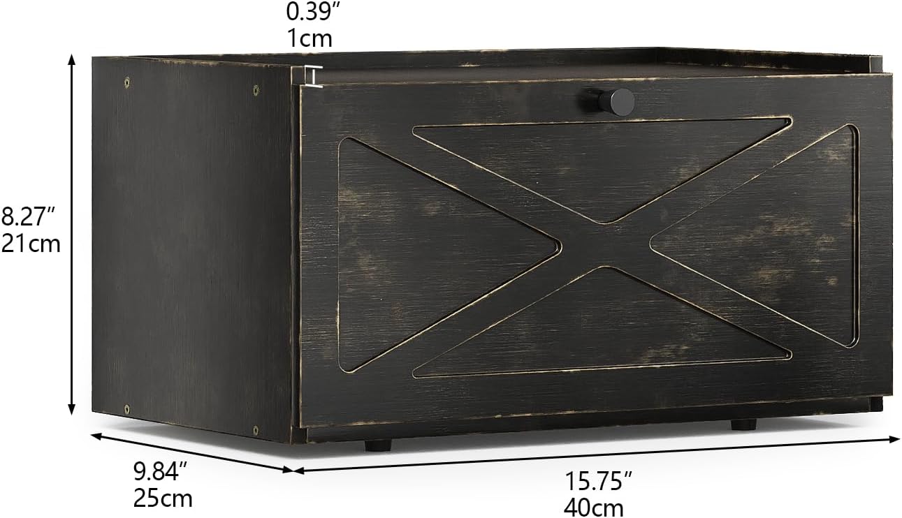 Bamboo Bread Box for Kitchen Counter Farmhouse Bread Storage Container Large Capacity Bread Storage Bin Bread Holder (Antique Back)