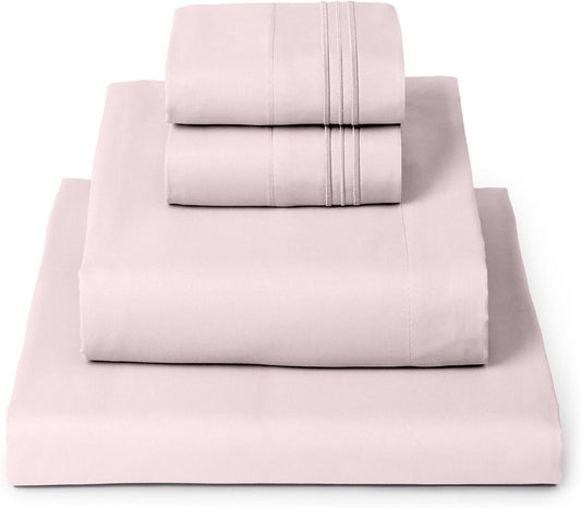 Mellanni Queen Sheets Set - 4 PC Iconic Collection Bedding - Hotel Luxury, Extra Soft, Cooling Bed Sheets - Wrinkle, Fade, Stain Resistant (Queen, Blush Pink)