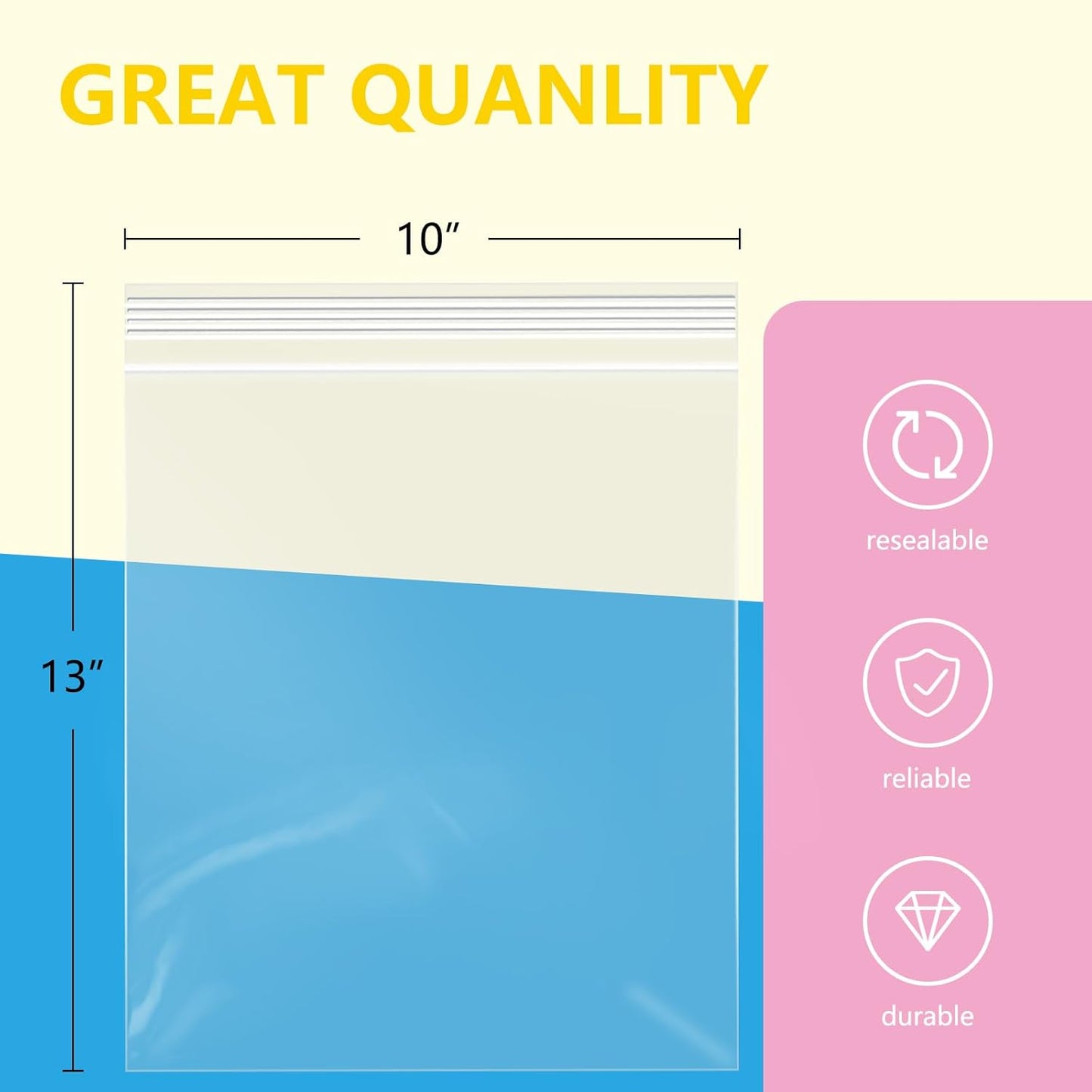 iMailer - 500 Pcs- 10" x 13" Clear Zip Bags - Reclosable Plastic Zip Poly Bags 2 Mil for Prints, Photos, Documents, Clothing, T-Shirt