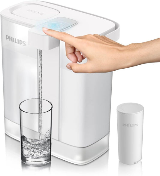PHILIPS GoZero Next-gen Instant Water Filter Pitcher, Rechargeable Battery, Mirco-X Clean Technology, 3L 12 Cups, 1L/min Fast Flow, Countertop Filtered Water Purifier Jug for Tap Water, 1 Filter