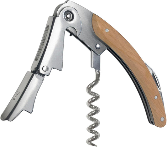 Wine Opener, Bottle Opener, Wine Key, Waiter Corkscrew, Oak Wood Handle