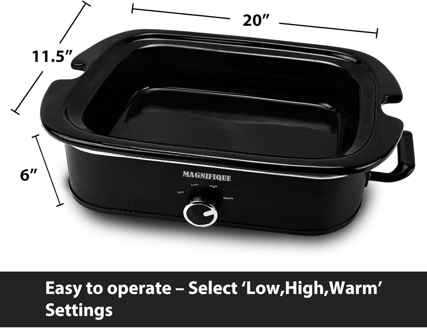 4-Quart Slow Cooker with Casserole Manual Warm Setting - Perfect Kitchen Small Appliance for Family Dinners, Dishwasher Safe Crock, Black