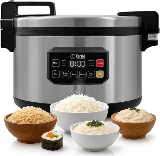 Commercial Large Multi-Function Rice Cooker - Professional 72 Cup Cooked (36 Cup Uncooked) Rice Maker Cooker With Non Stick Pot & Hinged Lid - Brown Rice, Sushi Rice and more
