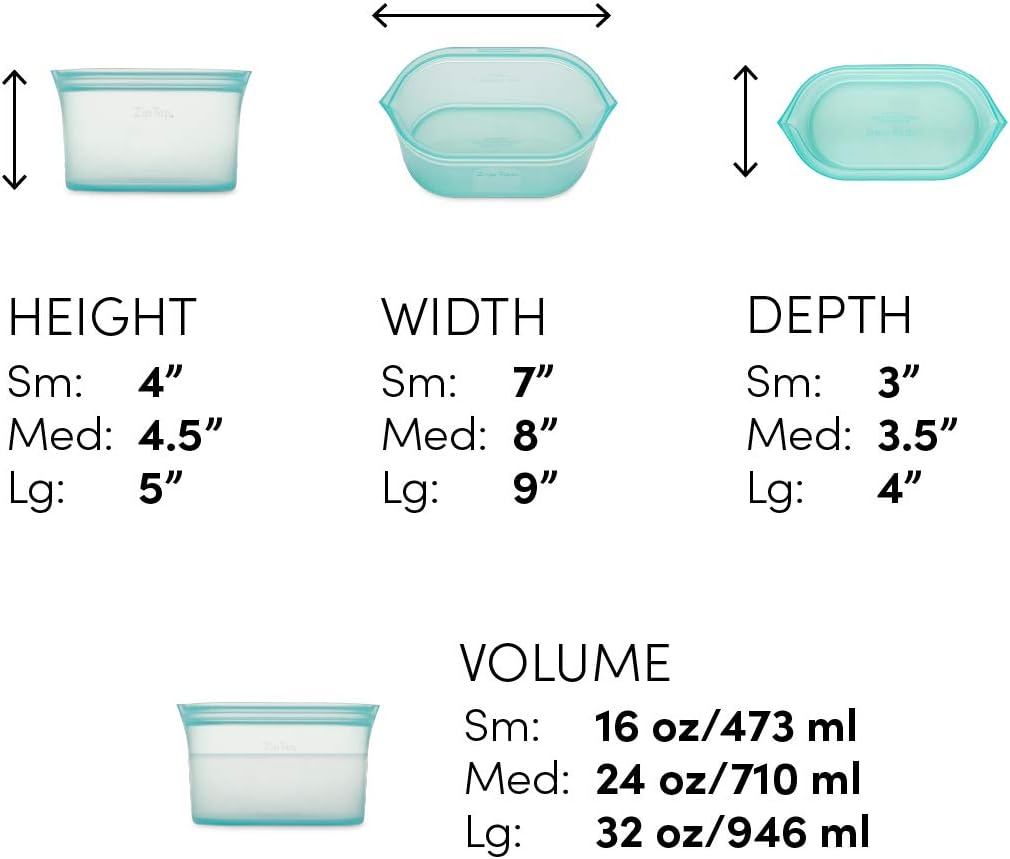 Zip Top Reusable Food Storage Bags | 3 Dish Set [Peach] | Silicone Meal Prep Container | Microwave, Dishwasher and Freezer Safe | Made in the USA