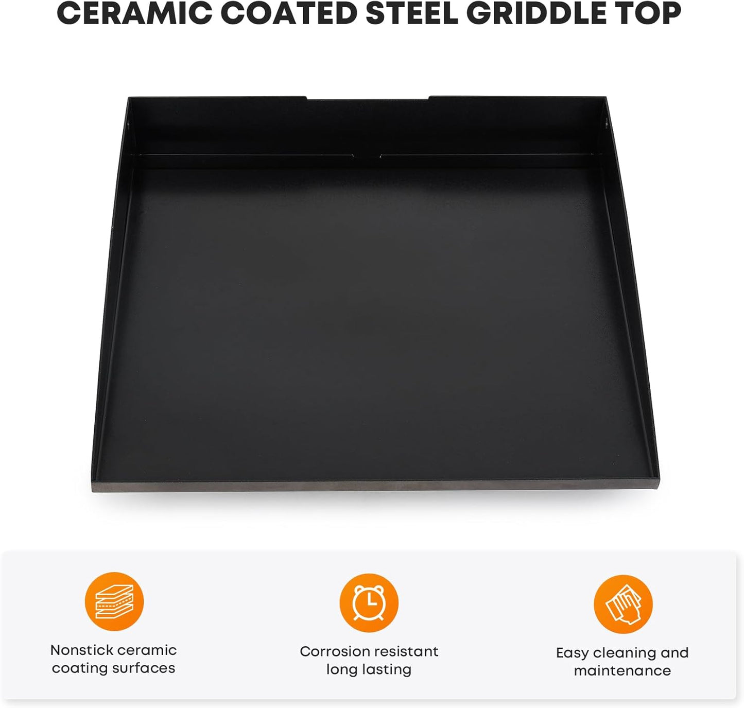 Stanbroil 17 Inch Flat Top Griddle Replacement Top for Blackstone 17" Tabletop Griddle Station, Ceramic Coated Steel Griddle Top Replacement with Rear Grease System, Black