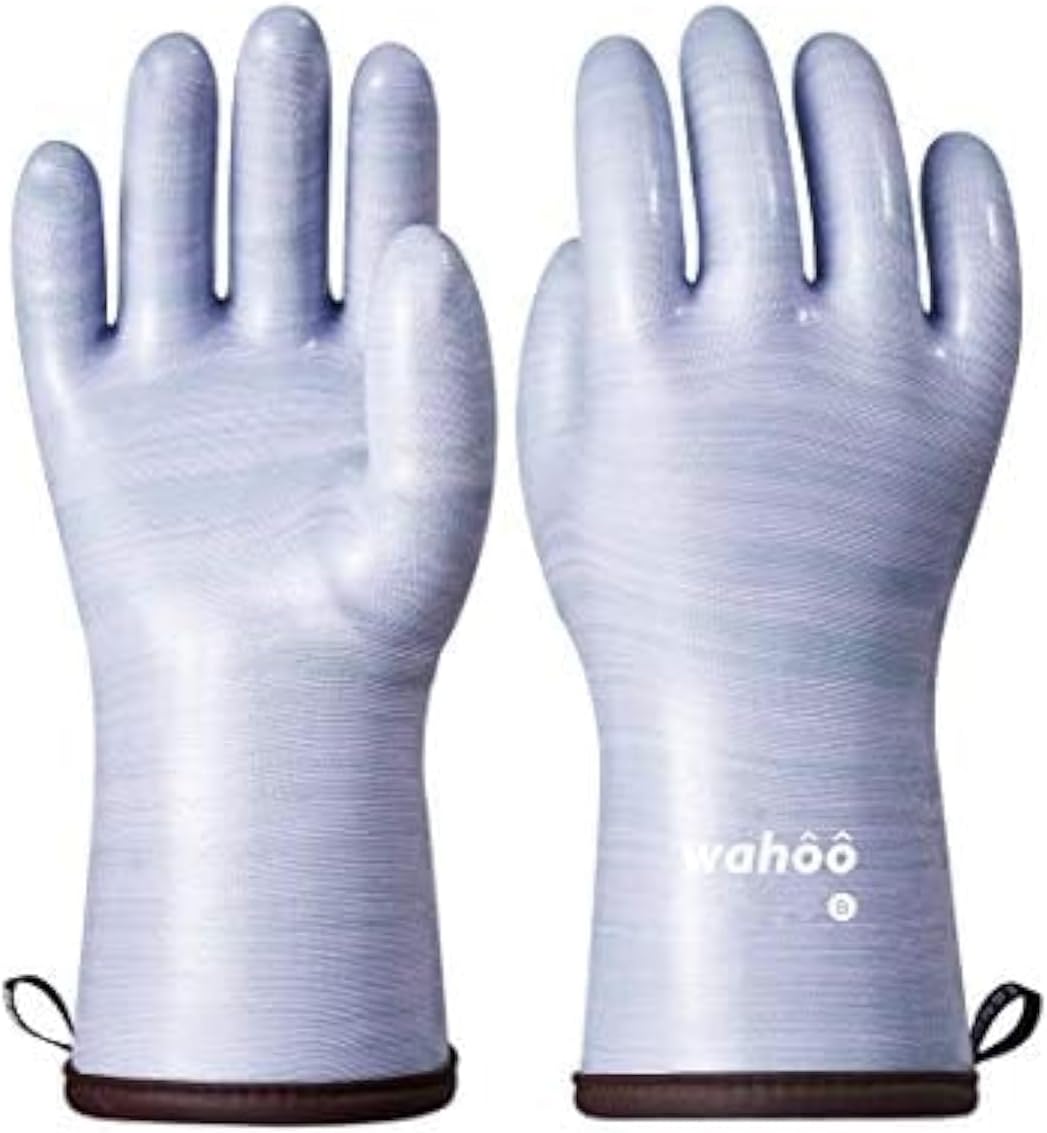 Wahoo Liquid Silicone Smoker Oven Gloves, Food-Contact Grade, Heat Resistant Gloves for Cooking, Grilling, Baking, Purple, XL/10