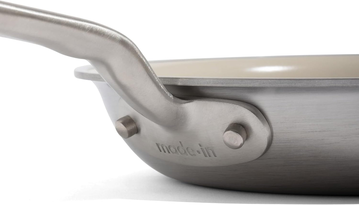 Made In Cookware - 8" Ceramic Non Stick Frying Pan (Stainless Handle) - 5-Ply Stainless Clad with Stay-Cool Handle - Professional Cookware - Induction Compatible