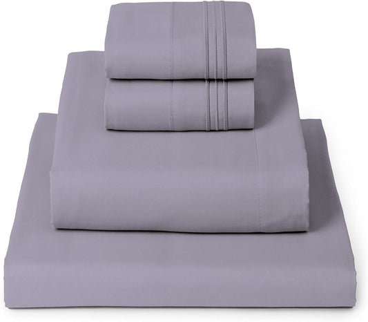 Mellanni King Sheets Set - 4 PC Iconic Collection Bedding - Hotel Luxury, Extra Soft, Cooling Bed Sheets - Wrinkle, Fade, Stain Resistant (King, Hazy Lilac)