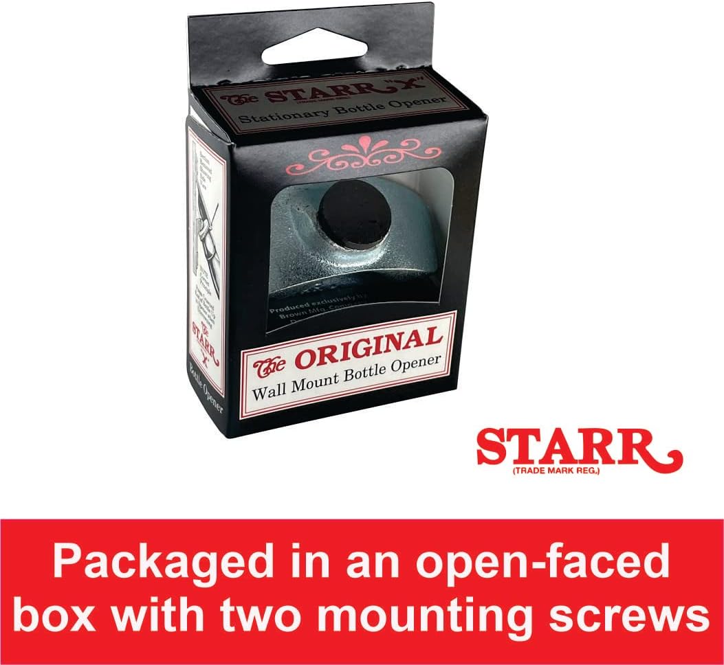 STARR “X” Wall Mounted Bottle Opener – Magnetic Bottle Cap Mount | Heavy-Duty Cast Iron, Classic Vintage Design