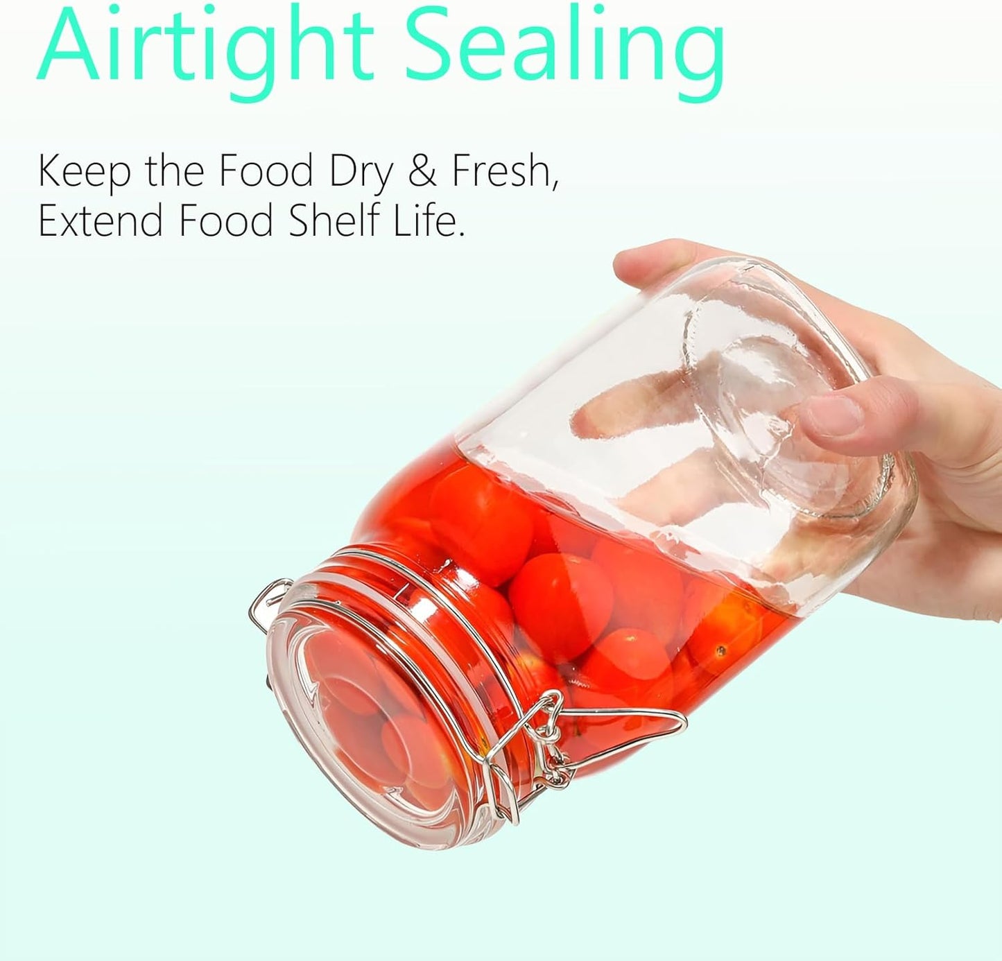 Clear Food Storage Jars 50oz Square, Airtight Glass Canister with Lids Set of 3, Kitchen & Pantry Organization Food Storage Container for Canning, Sugar, Flour, Candy, Cereal, Coffee